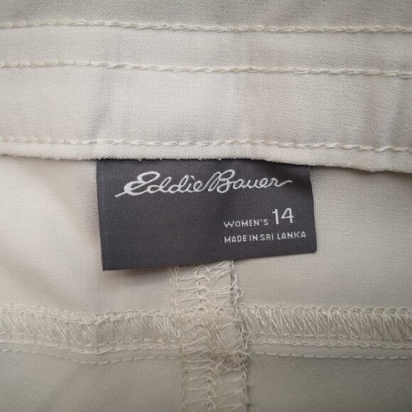 NWT Eddie Bauer Stretch Ladies Size 14 Beige UPF50 Sun Protection Capri Pants - Picture 3 of 14